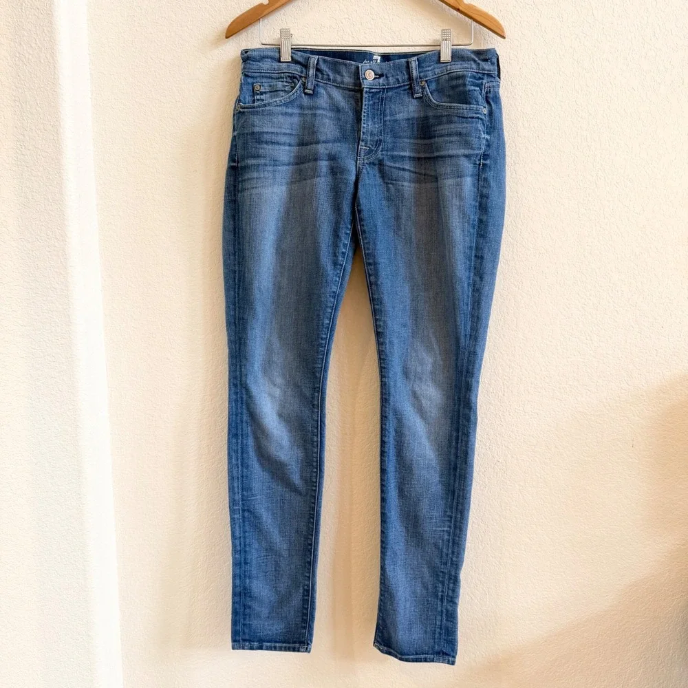 7 For All Mankind Roxanne Slim Straight Leg‎ Jeans Medium Wash Blue Size 30